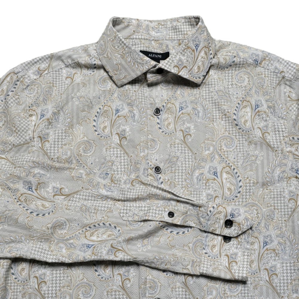 Alfani Mens‎ Small Floral Paisley Print Long Sleeve Button Up Shirt